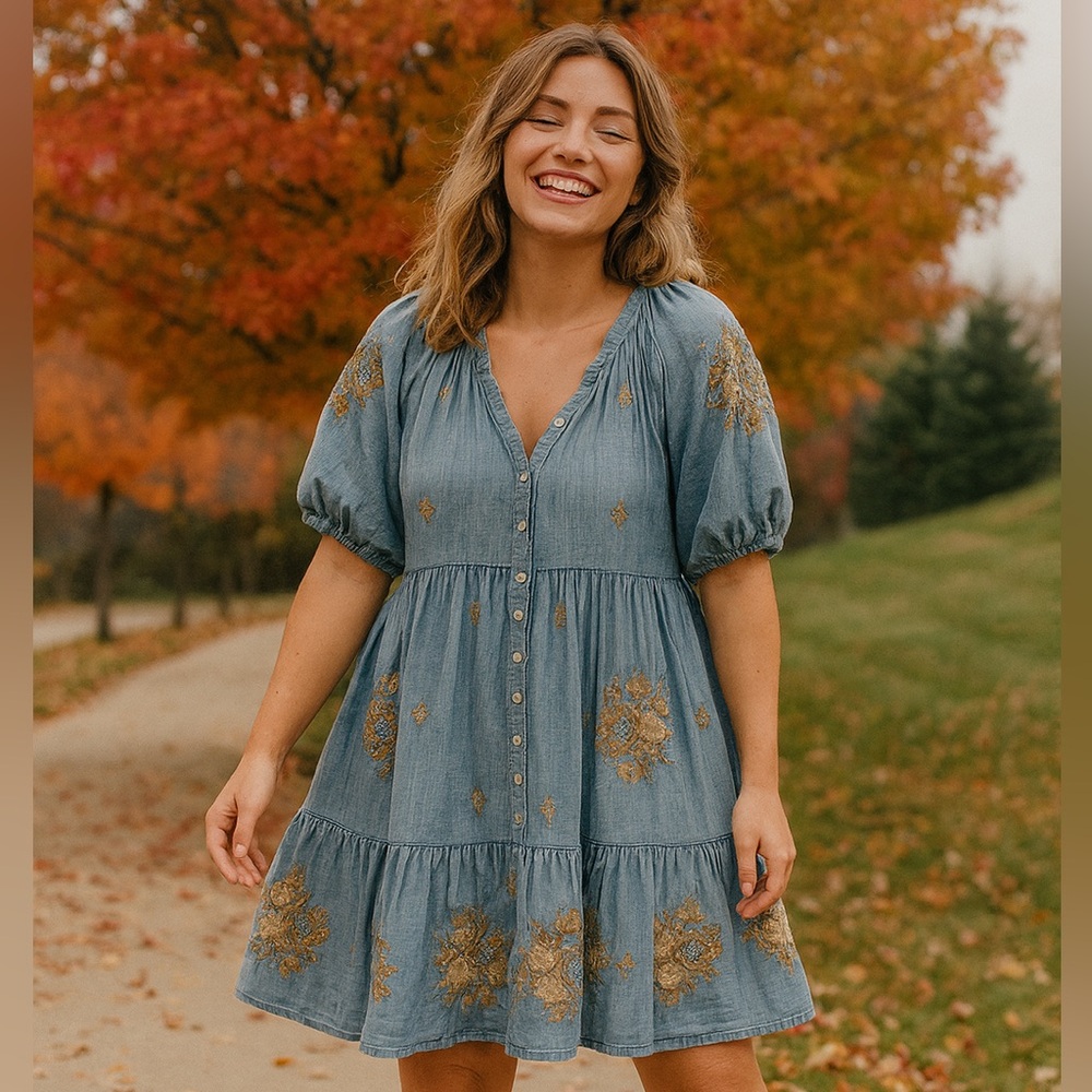 Kyla Seo Tiered embroidered dress